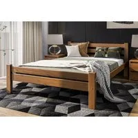 Home Collective Bettgestell Massivholzbett, Einzelbett mit Lattenrost & sicherem Lack, 210x132x72 cm, Eiche