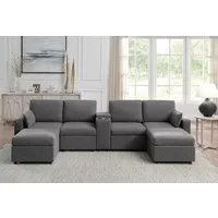 ATLANTIC home collection Wohnlandschaft Ulrik, U-Form, Breite: 315cm, mit Stauraum unter den Sitzen, inkl Stauraumkonsole mit Becherhaltern
