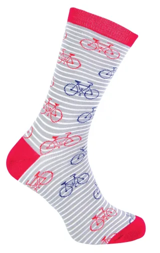 Herr Heron - Herren Bambus Socken | Neuheit Funky Socken | Gemusterte Argyle gestreifte Socken | Atmungsaktiv Weich | Geschenke für Ihn - Bike (Grau)