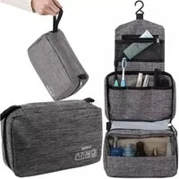 ISO TRADE Make-Up Organizer Kosmetiktasche Hängetasche, Spar-Set, 1-tlg., ordnen aufbewahren, Grau bis 3 Fächer mit Haken
