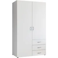 Pol-Power Kleiderschrank in Weiß mit 3 Schubladen und 2 Türen (BxHxT) 100x176x52 cm)
