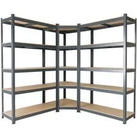 Arebos Schwerlastregal 2x 180 x 90 x 40 cm Eckregal 180 x 70 x 70 cm, je 875 kg, Set 3-tlg., Flexibel einsetzbar: für Werkstatt, Garage, Keller oder Lager