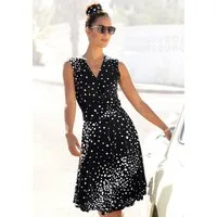 Vivance Jerseykleid mit Punktedruck und V-Ausschnitt (mit Bindegürtel) modisches Sommerkleid, Pünktchenkleid, Strandkleid
