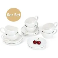 HOMELUX Espressotasse 12 Stück Kaffeetassen Set 120ml Mokkatassen Tassen Teetasse Weiß, 12-tlg., Keramik, Espresso Tasse für 6 Personen mit Untertassen Spülmaschinenfest