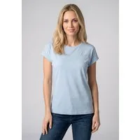 SUBLEVEL T-Shirt Damen Basic T-Shirt Logoprint Modal-Baumwolle T-Shirt mit Ärmelaufschlag