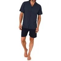 Normann Pyjama Herren kurzarm Schlafanzug Shorty Pyjama zum durchknöpfen