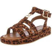 Ital-Design Beige Sandalen mit verstellbaren Riemen für Damen Riemchensandalette (89372482) Keilabsatz/Wedge Riemchensandalen in Braun