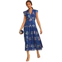 Love & Roses Midikleid Love & Roses Midi-Kleid mit Metallic-Optik (1-tlg)