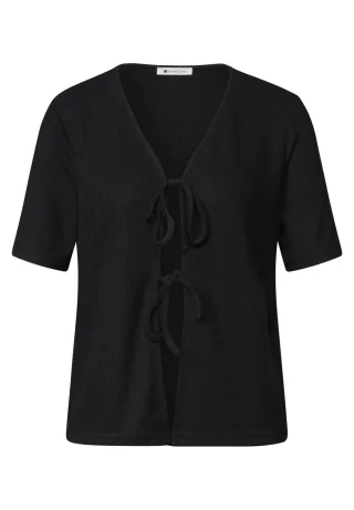 Street One - Jacke im Strick-Look mit Bändern black - Gr. - 40