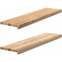 vidaXL Fensterbank Fensterbänke 2 Stk. Unbehandelt 100x25x2 cm Massivholz Eiche