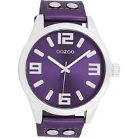 OOZOO Quarzuhr Oozoo Damen Armbanduhr Timepieces Analog, (Analoguhr), Damenuhr rund, extra groß (ca. 46mm) Lederarmband, Fashion-Style