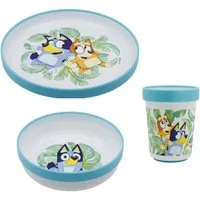 Bluey Kindergeschirr-Set Bluey und Bingo Kinder Geschirr-Set 3 teilig (3-tlg), 1 Personen, BPA-Frei, Becher Teller Schüssel antirutsch