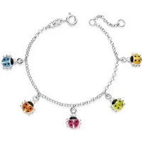 Materia Armkette Kinderarmband Marienkäfer Glücksbringer SA-56, 925 Sterling Silber, emailliert