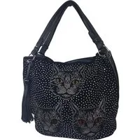 Einkaufszauber Beuteltasche Beutel Handtasche Katzen, Katzen aus Strass