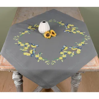 Stickmitteldecke"Blaumeisen"