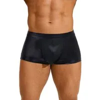 Lau-Fashion Boxershorts Lack Leder Unterwäsche Wetlook Schwarz Männer Fetisch String M/L/XL