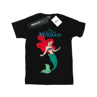 Disney Damen/Damen Die kleine Meerjungfrau Linie Ariel Baumwolle Boyfriend T-Shirt (Schwarz)