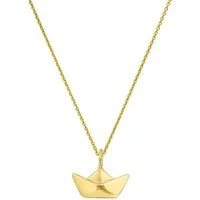 SCHOSCHON Kette mit Anhänger Halskette 3D BOOT 925 Silber - Maritim Schmuck Schiffchen Segelschiff (Reisegeschenk Abenteuer Weltreise, Stapelbar), Papierboot Design