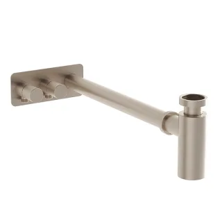 VitrA Zubehör Design Siphon Abgangsrohr und Rosette mit 2 Eckventilen (links) G gebürstet,A4515634 A4515634