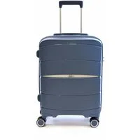 Zimmert Leather Hartschalen-Trolley Speetliner, Gr. S 55 cm, 4 Rollen Blau Grau leicht, Polypropylen mit TSA-Schloss