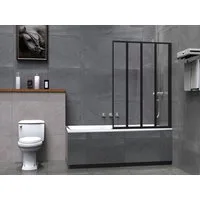 welltime Badewannenaufsatz Nassau, Einscheibensicherheitsglas, Badewannenfaltwand, Spritzschutzwand für Badewanne, Glas, 4 Elemente