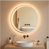 Nettlife Badspiegel led rund mit beleuchtung ablage Modern 50/60/70/80cm Dimmer (LED-Beleuchtung), Spiegel mit Entfogger Funktion