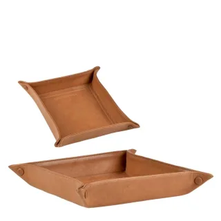 Taschenleerer Leder naturbraun 26x26cm | Sonnenleder L Schlüsselschale. Die stilvolle Ablage für Ihre täglichen Essentials im Eingangsbereich.