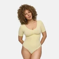 cfab (creamy fabrics) Shaping-Body T-Shirt Bodysuit Sculpting Shapewear mit String-Baby Yellow-2XL (1-tlg)