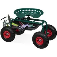 relaxdays Rollsitz Fahrbarer Gartensitz mit Stauraum, grün