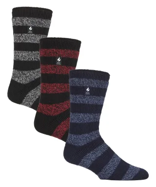 HEAT HOLDERS - 3er-Pack Multipack Herren-Thermosocken für den Winter - gestreift