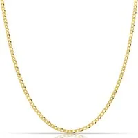 Tony Fein Kette ohne Anhänger Panzerkette 3 mm 585er Vergoldet Hochglanzpoliert, Made in Italy für Damen und Herren