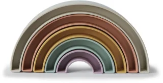 Mushie Regenbogen Stapelspielzeug tropical