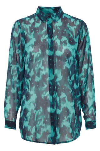ICHI - Bluse - Ihflorro blau - Gr. - 34