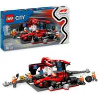 LEGO® F1® Boxenstopp mit Boxencrew und Ferrari Flitzer (60443), LEGO City Konstruktionsspielsteine, (322 St), LEGO City, Made in Europe