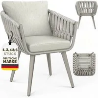 tillvex Gartentisch tillvex® Gartenstuhl Set Wetterfest mit Armlehne Rope Design (Gartenstühle UV-beständig Terrassenstuhl Rope Sessel Gartenmöbel, 2-St., Design Terrasse Balkon Outdoor Garten), belastbar