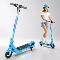 ANYSUN Elektro-Kinderroller Elektroroller für Kinder 6-12 Faltbarer E-Scooter Dual-Bremssystem, Belastbarkeit 50 kg, 6/10/15 km/h, 5-8km, LED-Beleuchtung, Leichtgewicht, Höhenverstellbar