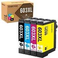 STAROVER 4er 603 Druckerpatronen für EPSON 603XL Multipack Tintenpatrone (XP-4105 XP-4150 XP-4155 XP3105 XP-3150, WF-2810 WF-2830 XP-2100 XP-2105 XP-2150 XP-2155 XP-3100)