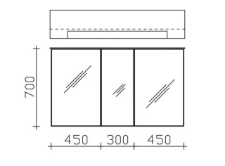 Pelipal Serie 6110 Spiegelschrank 6110-SPS08, B:1200, H:710, T:170mm 6110-SPS08