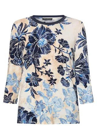 Betty Barclay - Shirt mit Blumenmuster beige/blau - Gr. - 36