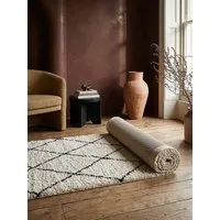 KADIMA DESIGN Teppich ATRIO Teppichläufer Creme-Schwarz 80x150 Berber Polypropylen, Läufer, Höhe: 31 mm, Fußbodenheizung geeignet, Strapazierfähig, Pflegeleicht, Farbecht