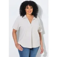 Ulla Popken T-Shirt T-Shirt Ziersteinborte Oversized Hemdkragen