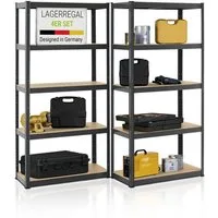 Juskys Schwerlastregal Basic, 4-tlg., Regalsystem mit 20 Einlegeböden, je 175 kg Traglast, Abstände wählbar