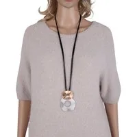 MIRROSI Lange Kette Damen Halskette mit elegantem Anhänger aus Metall ca.90cm lang (perfekt für Pullover, Bluse, Shirt)