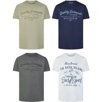 riverso T-Shirt Herren Printshirt RIVLeon Regular Fit (4-tlg) Kurzarm Tee Shirt mit Rundhalsausschnitt aus 100% Baumwolle