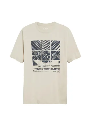 s.Oliver Red Label - T-Shirt mit Print beige - Gr. - L