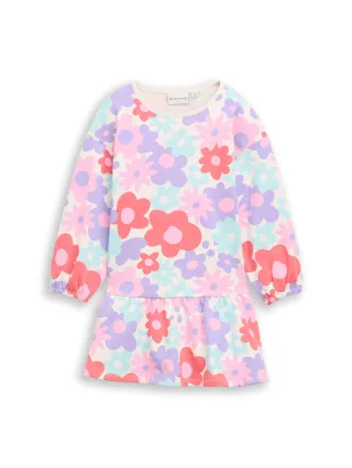 tom tailor kids - Sweat-Kleid mit Volants colorful big floral design - Gr. - 134