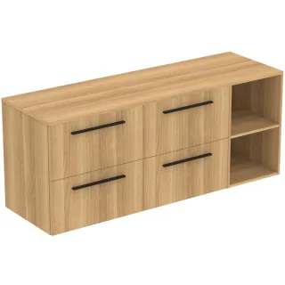 Ideal Standard Möbel-Set 160cm i.life B 4 Auszüge 2 off.Fächer Gr.Schwarz Eiche Natur, T5839NX T5839NX