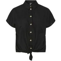 pieces Hemdbluse PCPIA LINEN BLEND SS TIE SHIRT WVN