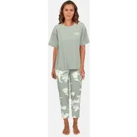 TOM TAILOR Capri-Pyjama Kenmare (2 tlg) mit Muster, Kurzarm, Rundhalsausschnitt, lange Hose, Viskosemix