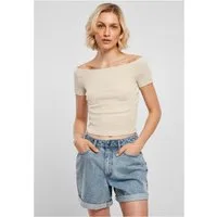 URBAN CLASSICS Rundhalsshirt Damen Off Shoulder Rib Tee schulterfreies T-Shirt